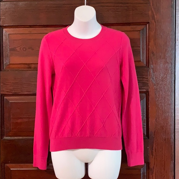 DRAPER JAMES Raspberry Argyle Merino Wool Sweater - Picture 4 of 15